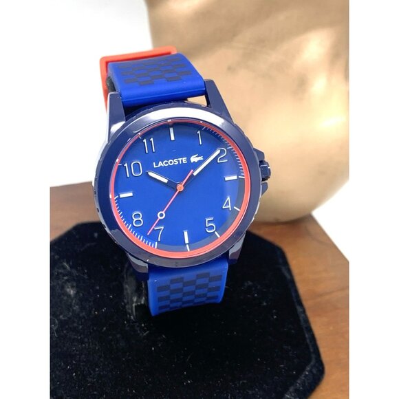 Lacoste Unisex Watch 2020148 Rider Quartz Orange Blue Dial Rubber Band 36mm